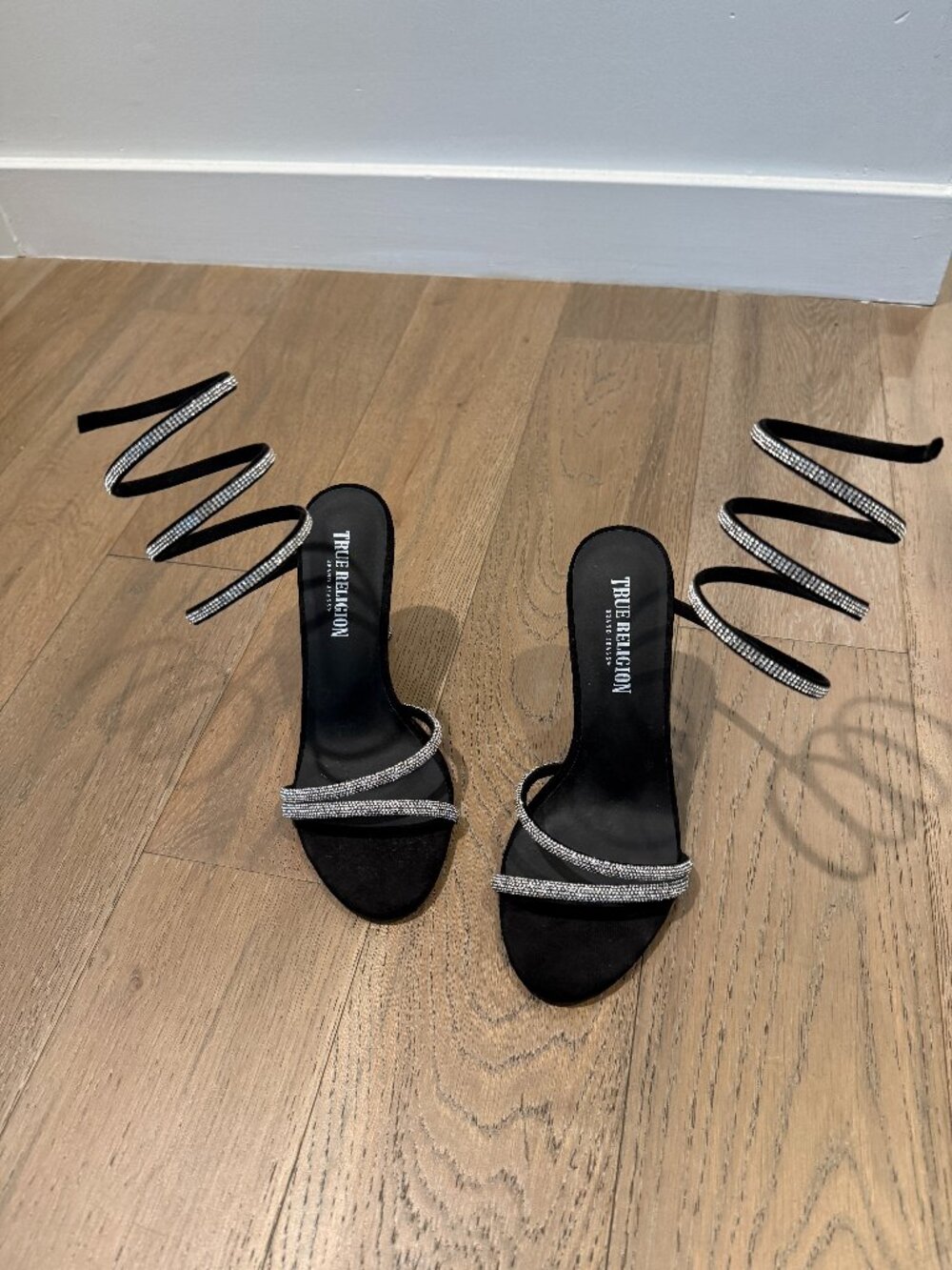True Religion Black Rhinestone Heels
